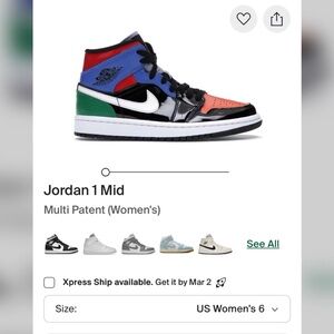 Jordan 1 Mid Multi Patent Leather Sneakers (Women’s)